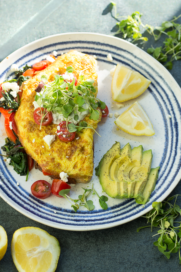 Mediterranean Omelet on Rye with Tzatziki