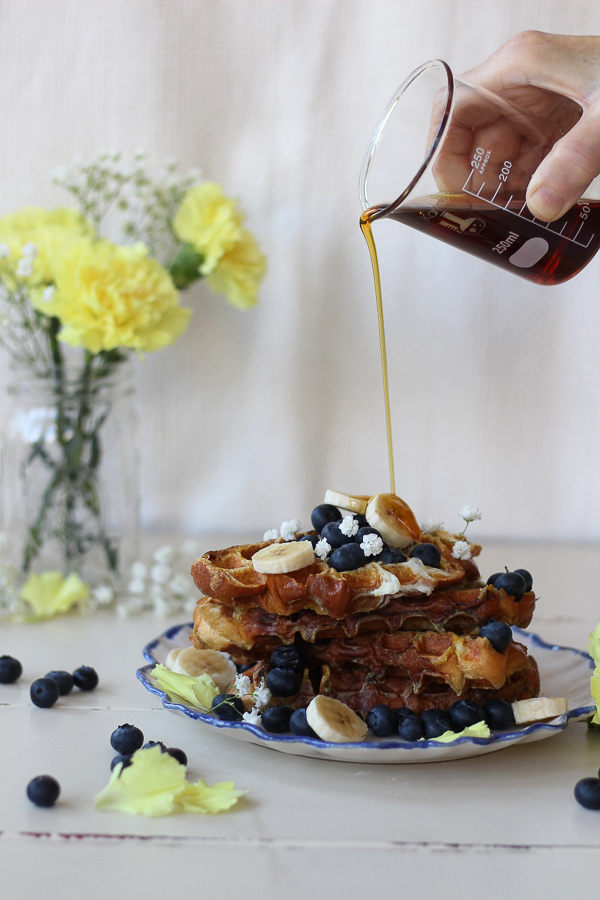 Waffled Maple Banana Blueberry French Toast