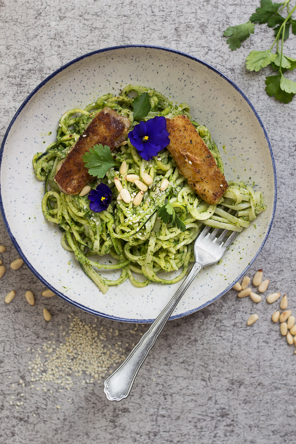 Green Goddess Zucchini Pasta and Mozzarella Fritto