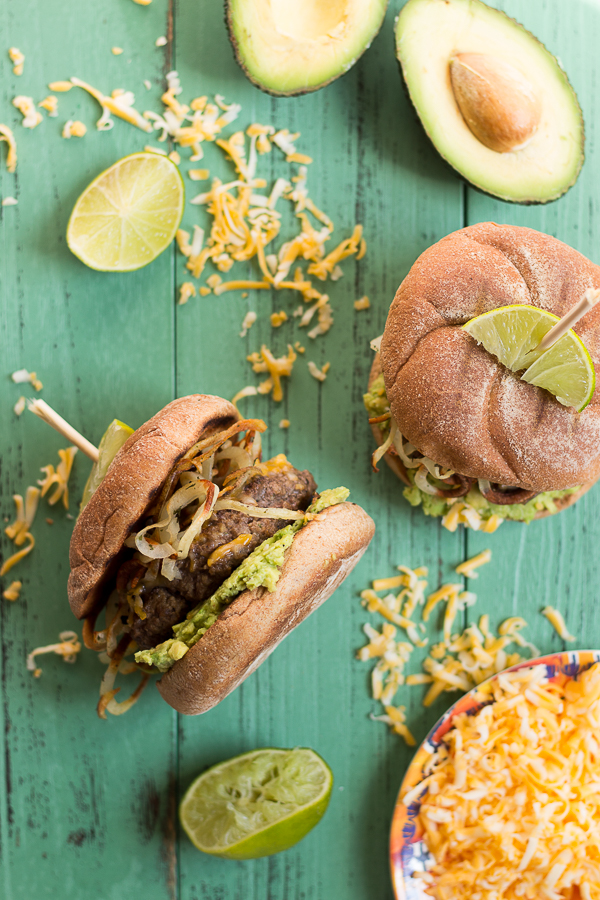 Loaded Nacho Burgers with Spicy Avocado “Mayo” + Curly Fries (Burger Week Day 6)