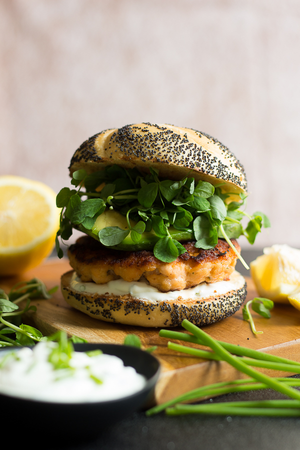 Blackened Salmon Burger with Chive Aioli (Burger Week Day 7)