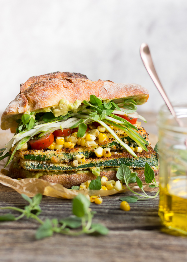 Oven-Fried Zucchini and Oregano Corn Sandwich