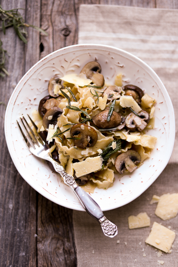 Mushroom and Fried Rosemary Tagliatelle.