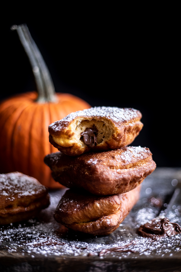 Nutella-Stuffed Pumpkin Beignets.