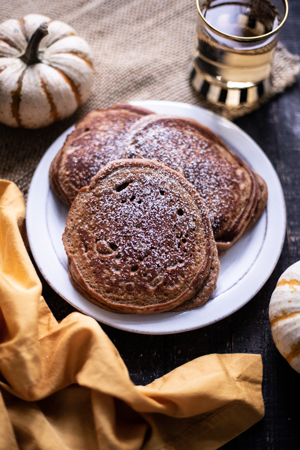 Simple Vegan Pumpkin Pancakes.