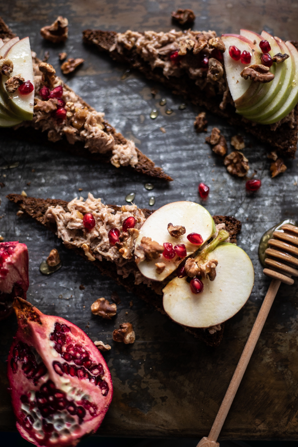 Honey Mustard Apple and Walnut Tuna Crostini.