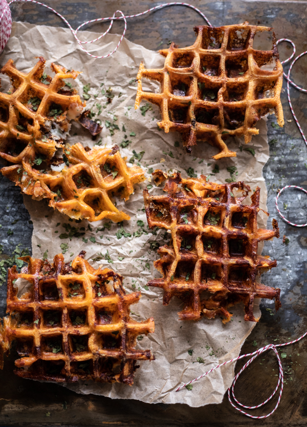 Cheddar Sausage Mashed Potato Waffle Bites.