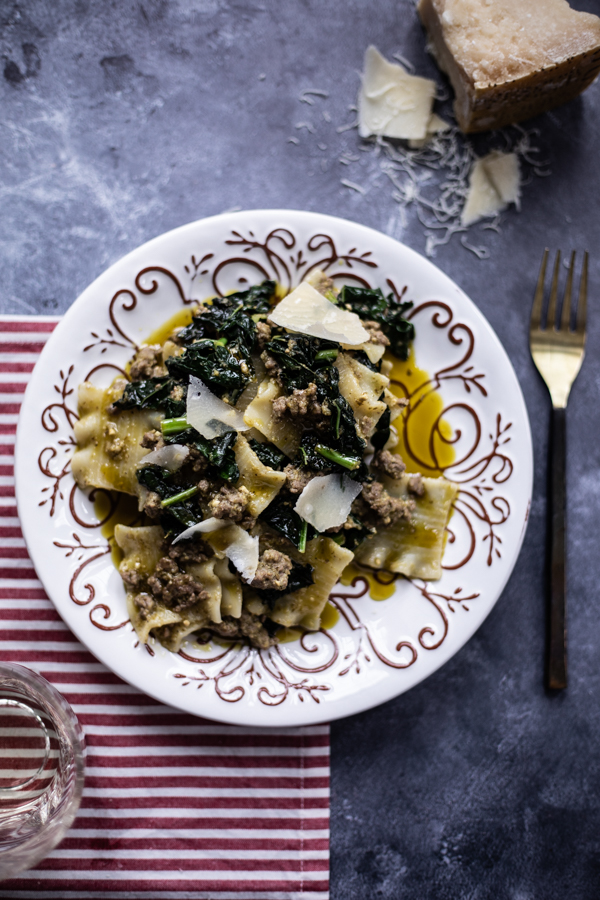 Genovese Pesto Kale and Italian Sausage Pasta.