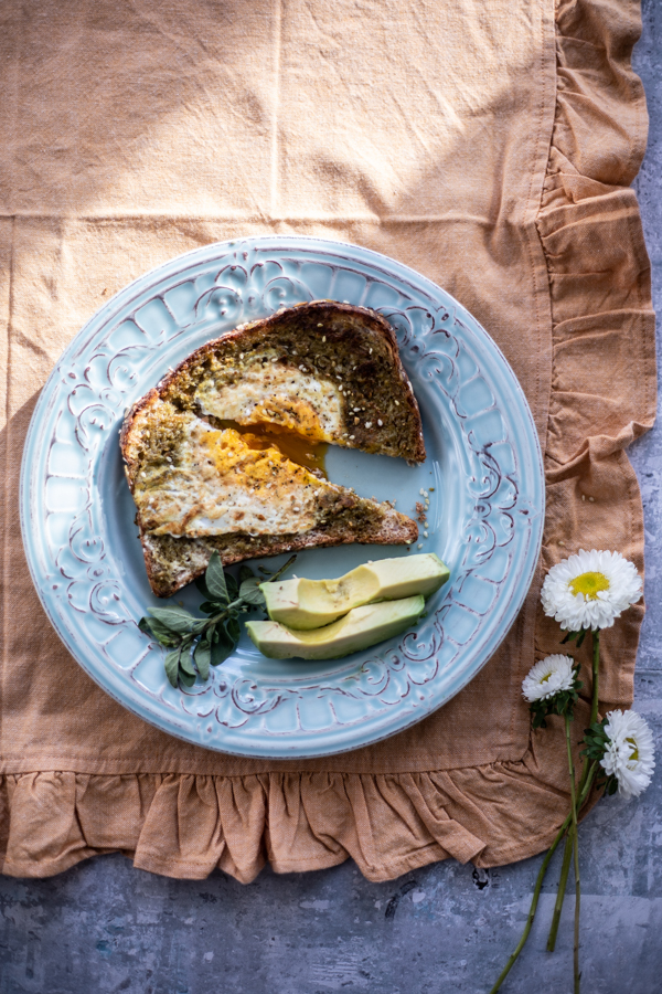 Simple Pesto Egg-in-a-Hole.